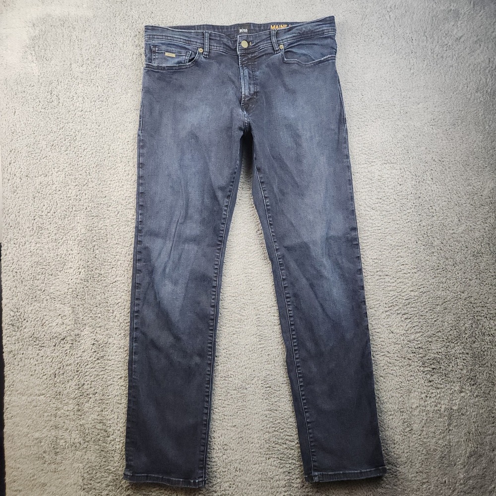 Hugo Boss Maine Jean Tag 36x34 Fit 34x32 Regular Rise Stretch Straight Leg Denim